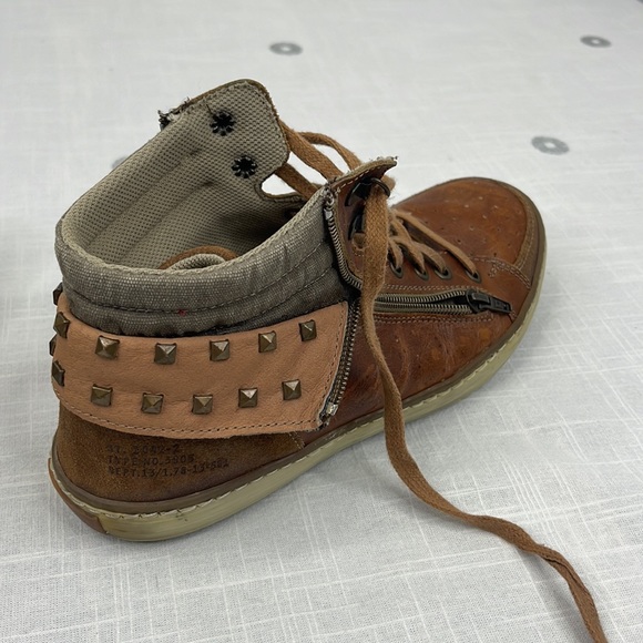 Steve Madden Art Name Burnleyy High Top Zip Lace Studded Leather Shoes Mens Sz 8 - Picture 4 of 7